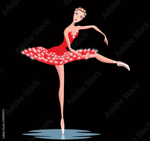 vector illustration with a beautiful ballerina dancing classic ballet 