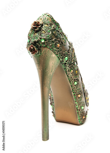 Green glitter female glamour heels