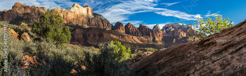 Morning light panorama of Zion National Park