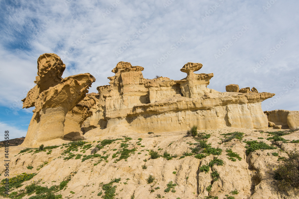 Erosion rock natural formations in Bolnuevo, Spain