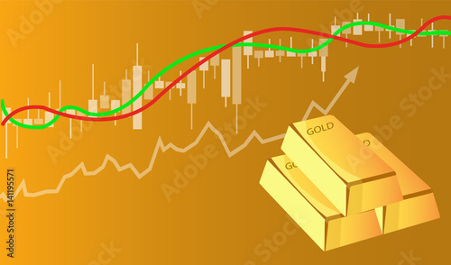 gold price rising vector illustration