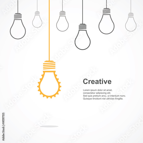 Creative light bulb symbol with gear sign and difference concept. Vector illustration