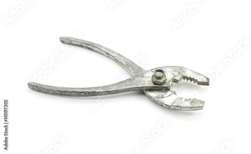 Old pliers isolated on white background