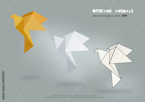 Origami Paper Collection, vector illustration.