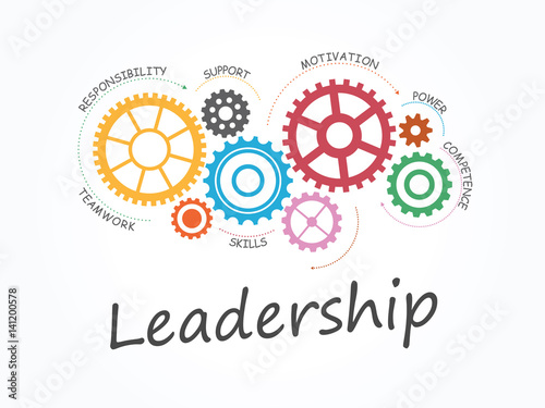 Leadership with Gear Concept. Infographic Template. Vector Illustration.