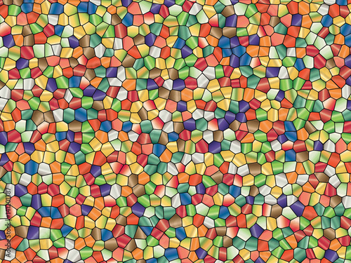 Stained glass texture with gradient of warm shades, colorful mosaic. Vector illustration background for interior design, print on paper, wallpaper