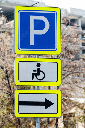 Signs parking for the disabled