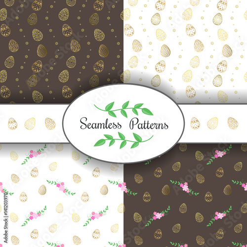 Easter set pattern. Eggs colection. Vector illustration