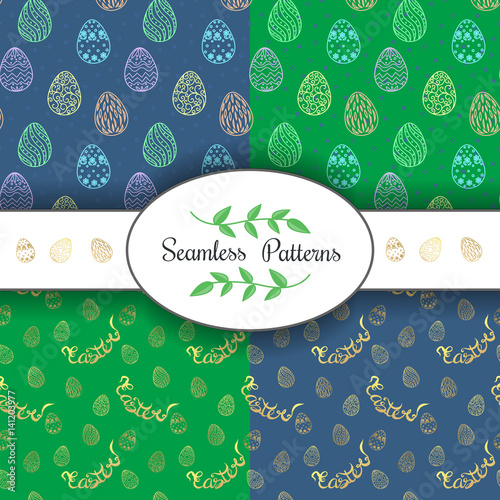 Easter set pattern. Collection festive background. Vector illustration