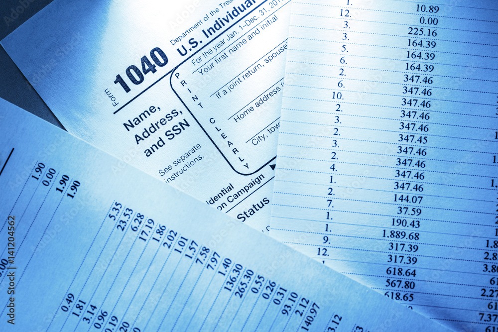 Fototapeta premium Tax form and operating budget