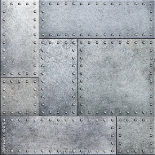 Armor metal plates seamless background 3d illustration