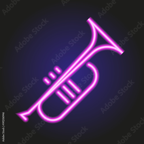 Trumpet neon pink glowing of vector illustration
