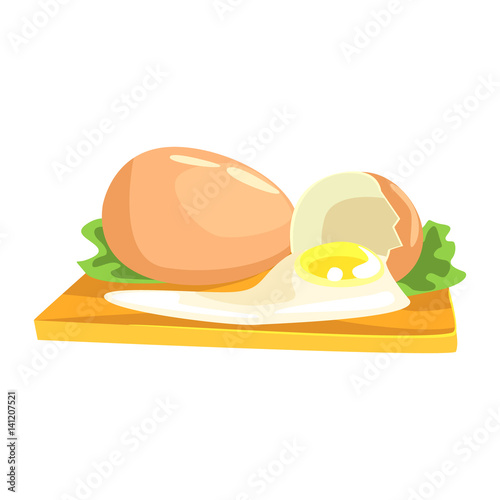 Chicken Egg, Food Item Rich In Proteins, Important Element Of The Healthy Balanced Diet Vector Illustration