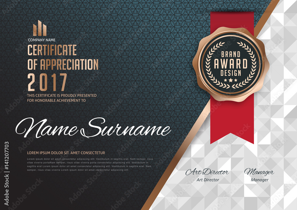 certificate template with luxury pattern,diploma,Vector illustration  - obrazy, fototapety, plakaty 
