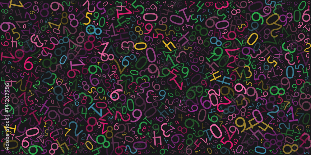 Abstract background from many random numbers. Mathematics backdrop for your presentation or design. Texture from numbers. Vector illustration