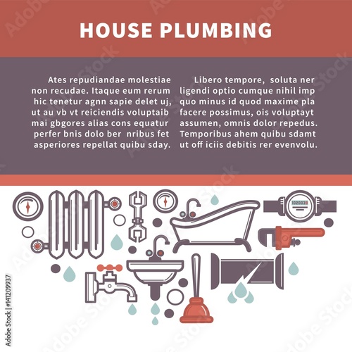House plumbing information board vector illustration. Repairing service