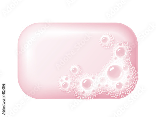 Bar of soap with foam isolated on white. Easy recolored vector