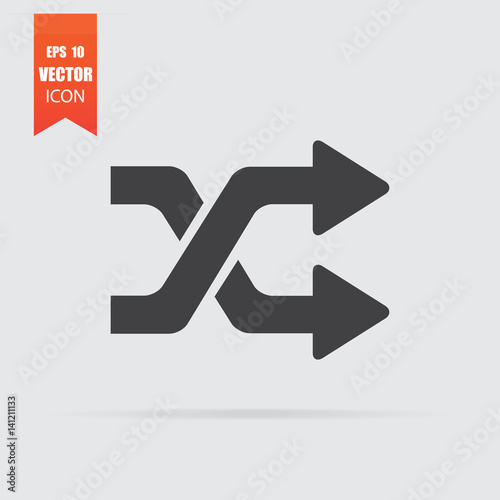 Intersection arrows icon in flat style isolated on grey background.
