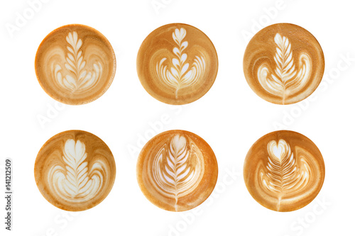 latte art shapes on white background