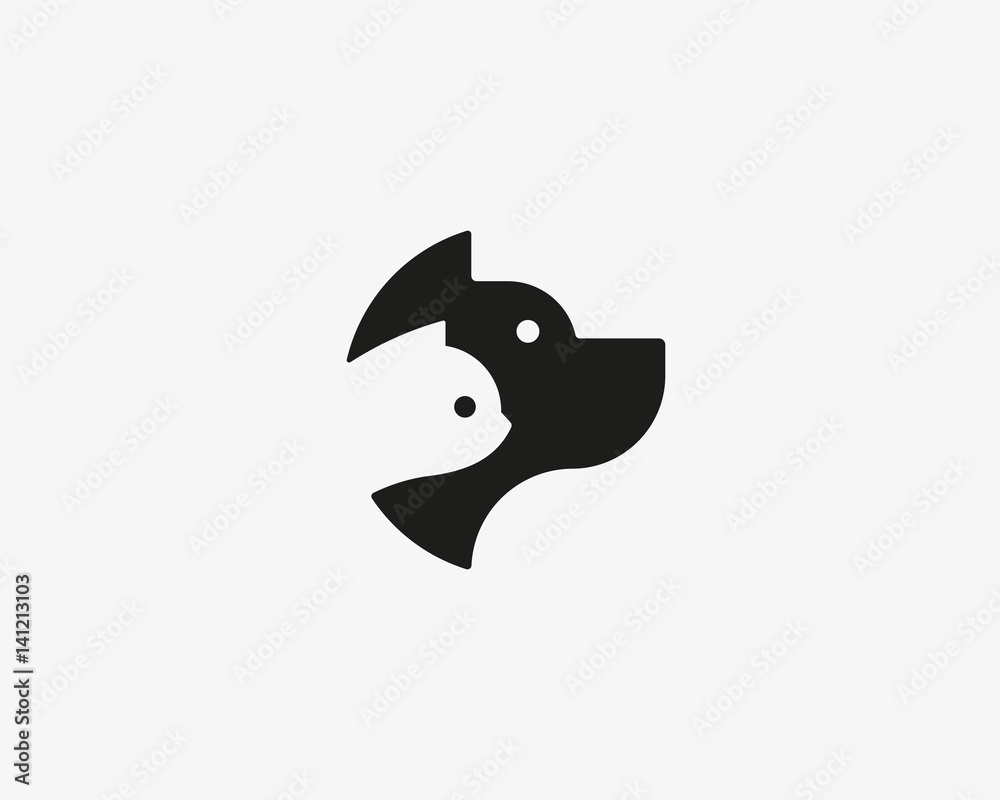 Fototapeta premium Dog and cat negative space logo design. Pet store logotype. Pet vector icon symbol.