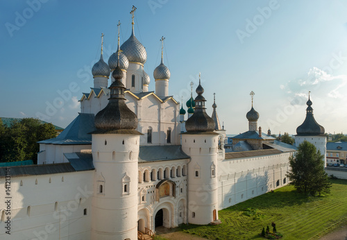 Summer view of medieval the Kremlin in Rostov the Great as part of The Golden Ring's group of medieval towns of the northeast of Moscow, Russia. Included in World Heritage list of UNESCO.