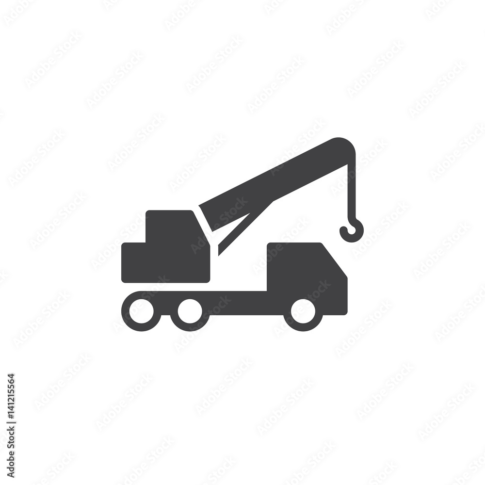 Mobile, telescopic truck mounted crane icon vector, filled flat sign, solid pictogram isolated on white. Symbol, logo illustration. Pixel perfect Mobile, telescopic truck mounted crane icon vector, filled flat sign, solid pictogram isolated on white. Symbol, logo illustration. Pixel perfect