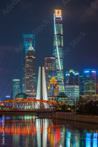 Shanghai Pudong at sunset in Shanghai, China.
