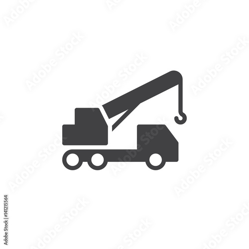 Mobile, telescopic truck mounted crane icon vector, filled flat sign, solid pictogram isolated on white. Symbol, logo illustration. Pixel perfect