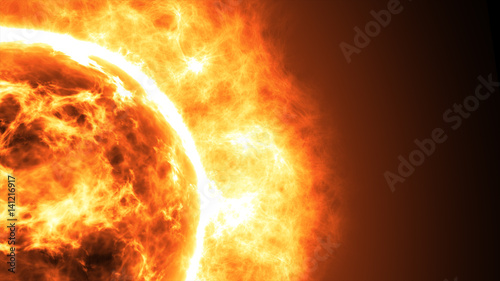 Sun surface with solar flares. Abstract scientific background