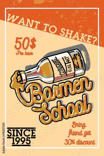 Color vintage barmen school banner