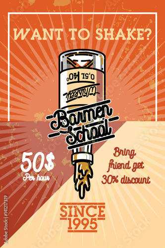 Color vintage barmen school banner