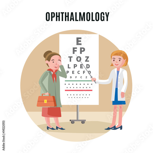 Flat Ophthalmology Medical Concept