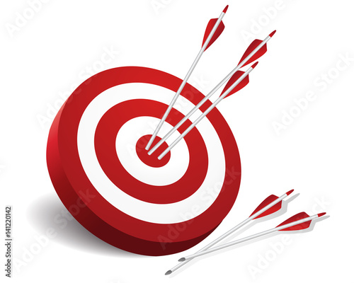 Red Archery Target with Arrows Illustration