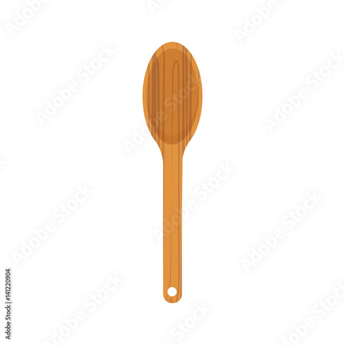 wooden kitchen spoon isolated on white background