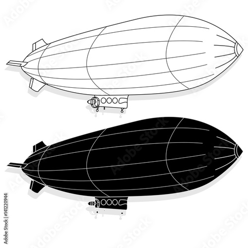 Vintage airship. Dirigible balloon. © bestsellerua