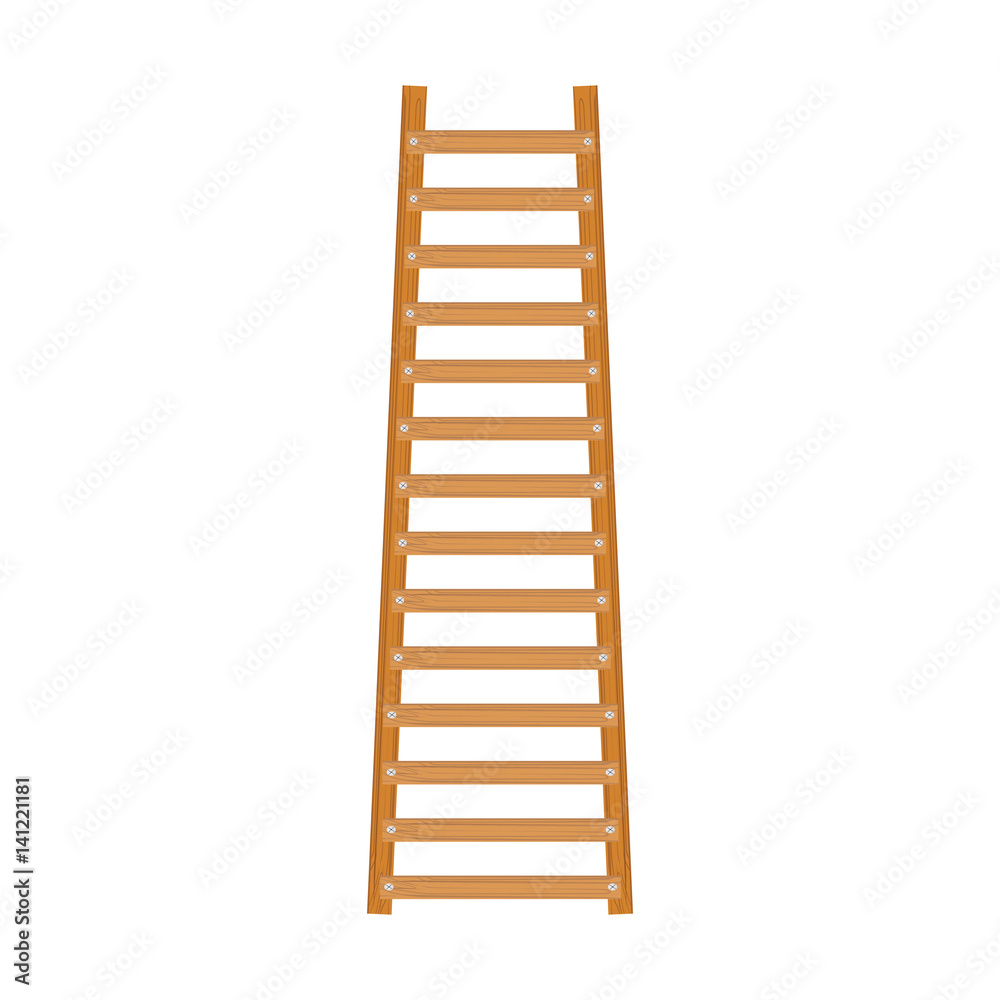 Wooden ladder on white isolated on white background