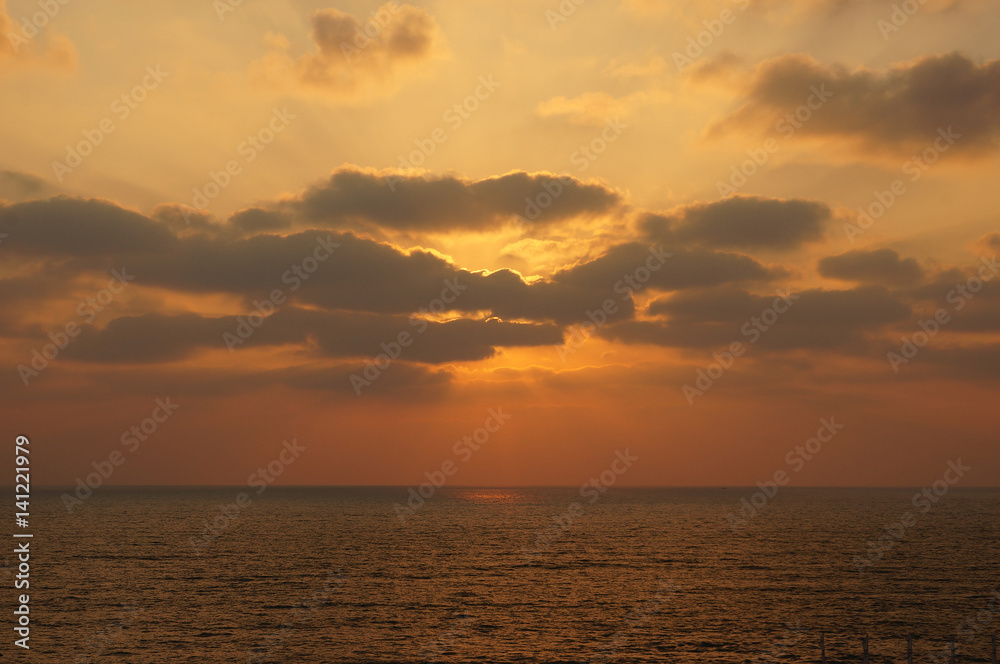Telaviv, sea view. Sunset.