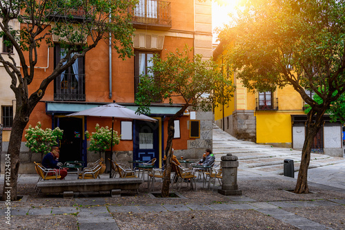 Old cozy street in Madrid. Spain
