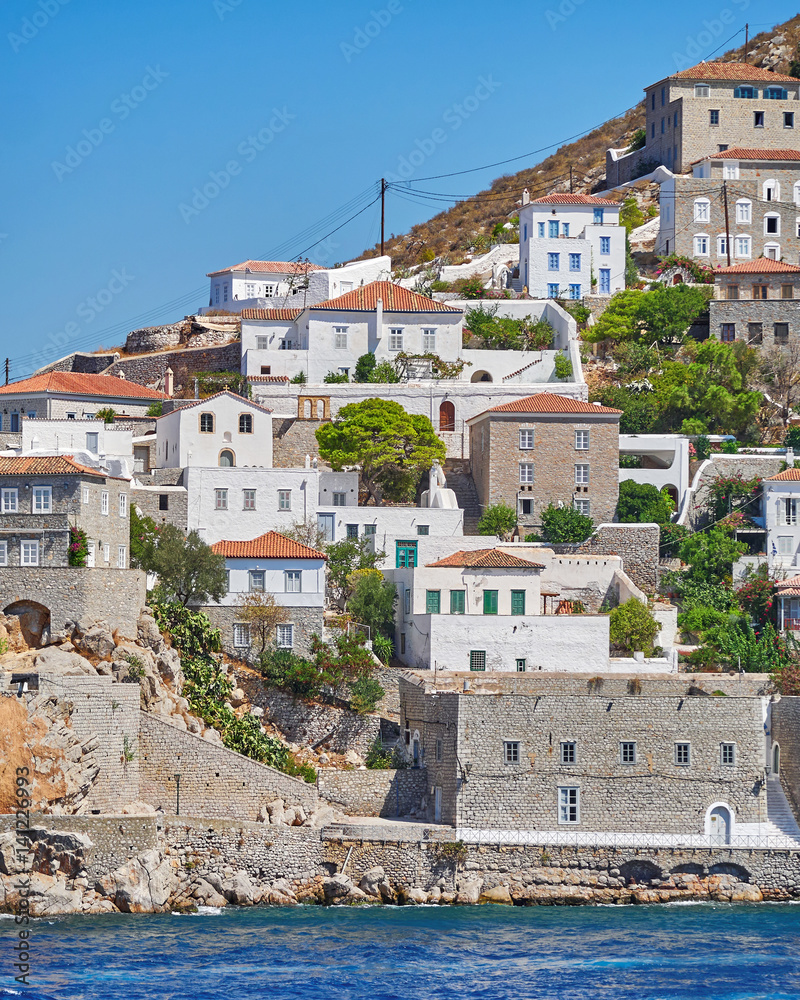 Greece, Hydra island town scenic view