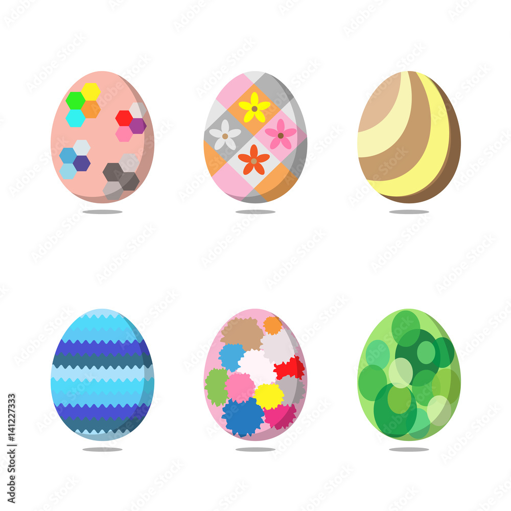 Set of colorful easter eggs on white background. Vector illustration Set of colorful easter eggs on white background. Vector illustration