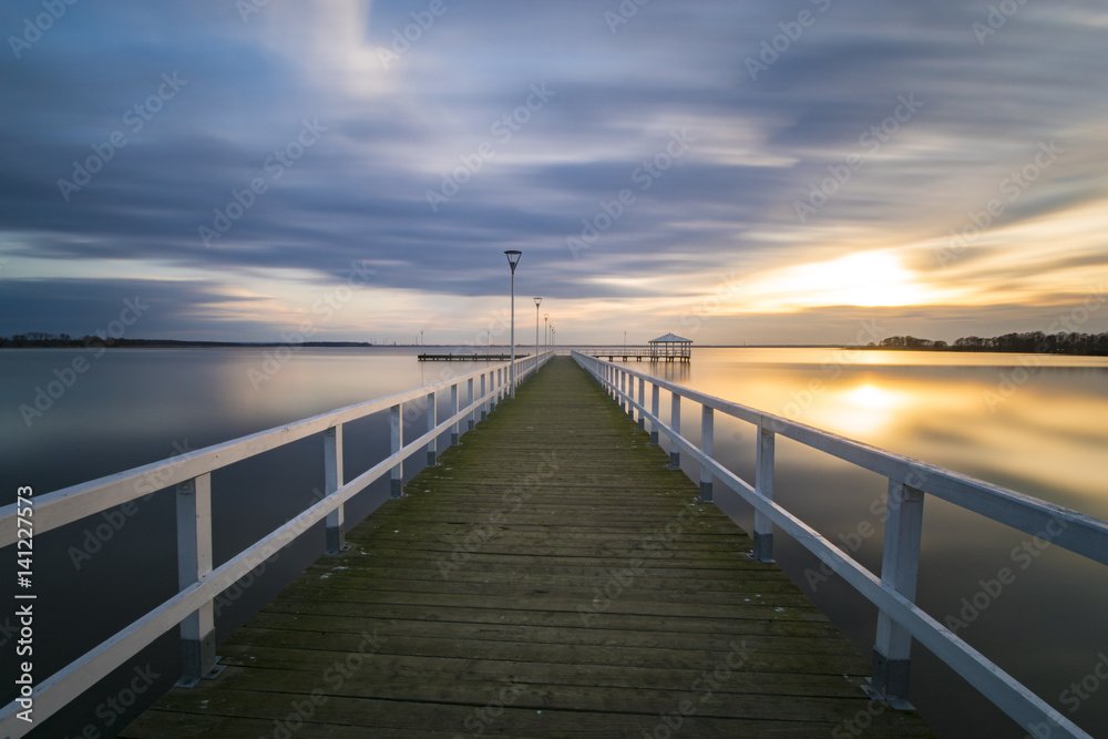 wooden pier by the sea, long exposure, evening wooden pier by the sea, long exposure, evening