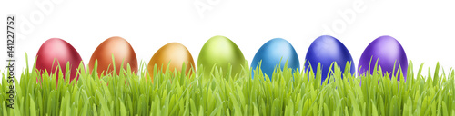 Bunte Ostereier im Gras