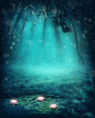 Keuken achterwand Turquoise Donker mystiek magisch bos  © Elena Schweitzer