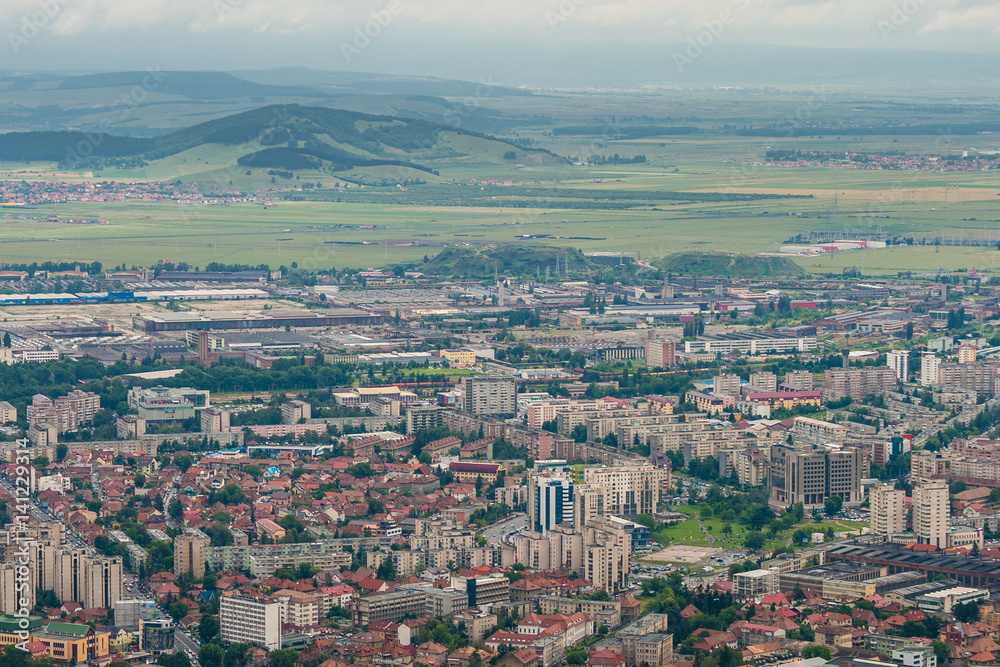 View of Town Brasov from Mount Tampa, Transylvania, Romania