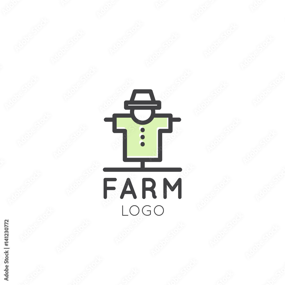 Vector Icon Style Illustration Logo of Farm Symbol, Country Concept, Scarecrow Man, Bogey Image, Isolated Minimalistic Object