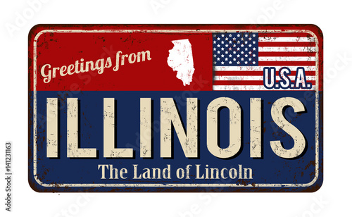 Greetings from Illinois vintage rusty metal sign