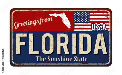 Greetings from Florida vintage rusty metal sign
