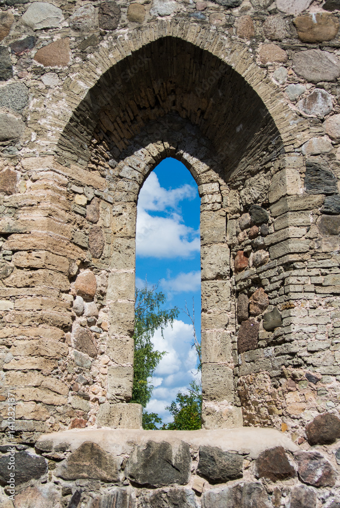 A view through a window of an old castle at Sigulda, Latvia.