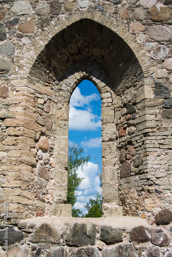 A view through a window of an old castle at Sigulda  Latvia.