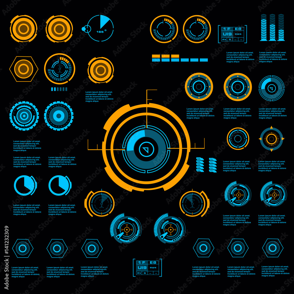 Futuristic blue virtual graphic touch user interface Futuristic blue virtual graphic touch user interface